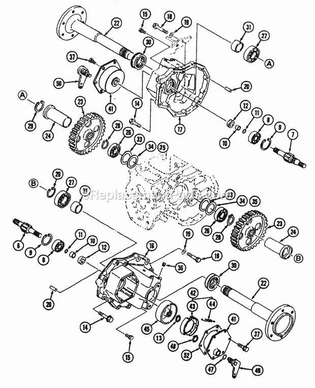 Rear Axle Diagram and Parts List for 54A-443D100 Cub Cadet Lawn Tractor